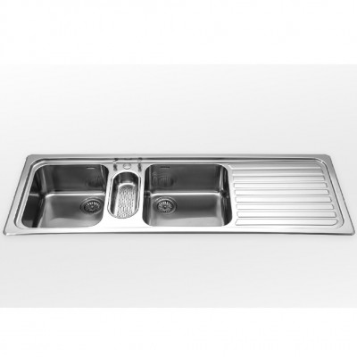 Alpes inox f 5149/2v1b1s  Doppelbecken Spüle + integrierte Abtropffläche 150 cm