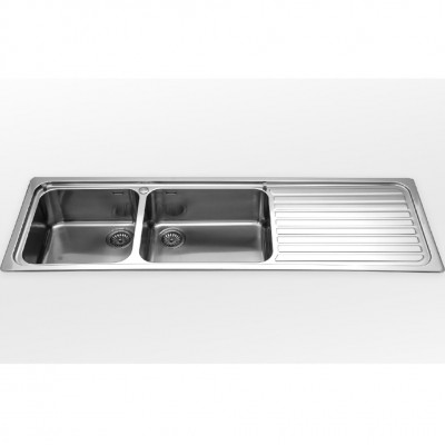 Alpes inox f 5159/2v1s  Double bowl sink + built-in drainer 160 cm