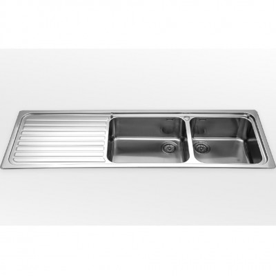 Alpes inox f 5159/1s2v lavello doppia vasca + gocciolatoio incasso 160 cm