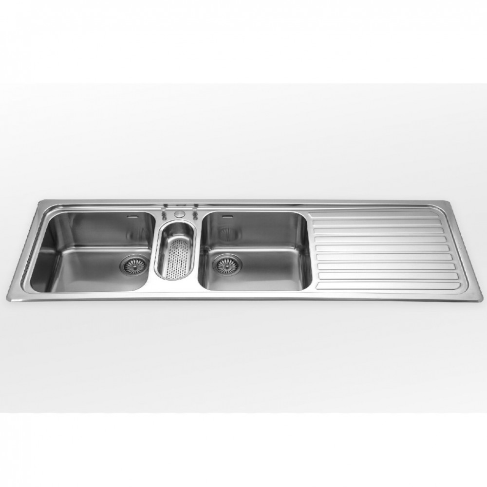 Alpes Inox F 5159/2v1b1s Lavello Doppia Vasca + Gocciolatoio Incasso 160 Cm