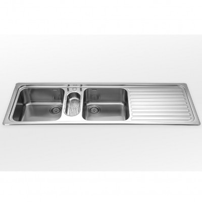 Alpes inox f 5159/2v1b1s  Double bowl sink + built-in drainer 160 cm