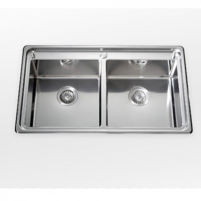 Alpes inox lfrs 587/2v lavello incasso doppia vasca 87 cm