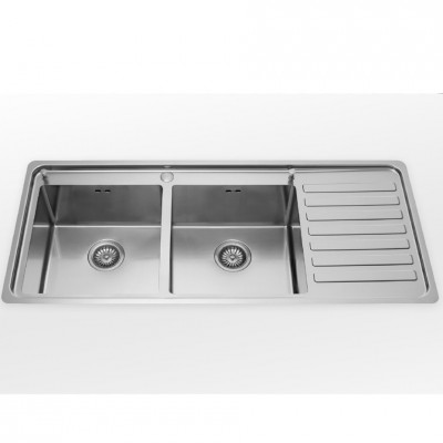 Alpes inox lfrs 587/1v1sl lavello incasso doppia vasca + gocciolatoio 117 cm