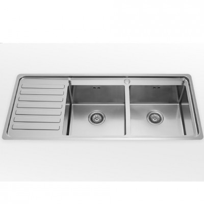 Alpes inox lfrs 5117/1s2v lavello incasso doppia vasca + gocciolatoio 117 cm