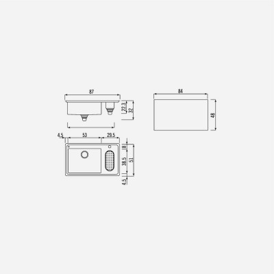 Alpes inox lfps 587/1v1b lavello incasso doppia vasca 87 cm