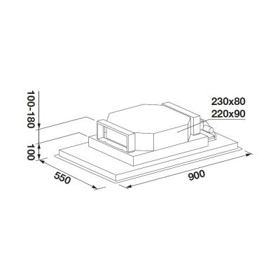 Fulgor Alto fchd 900 rc x 90 cm built-in ceiling hood stainless steel