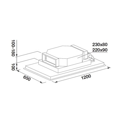 Okap sufitowy do zabudowy Fulgor Alto fchd 1200 rc x 120 cm ze stali nierdzewnej