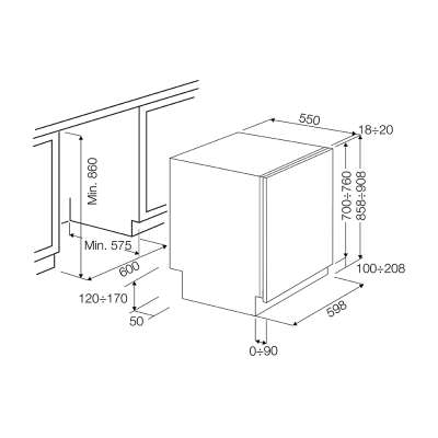 Fulgor fdw 9093.1 XXL lavavajillas integrable completamente oculto 60 cm