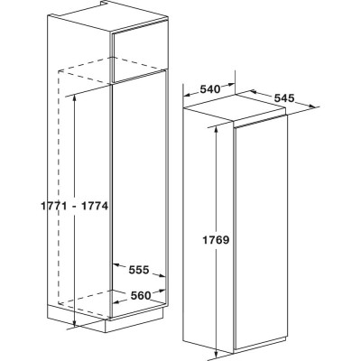 Fulgor fbr 300 f et réfrigérateur encastrable 1 porte h 177 cm