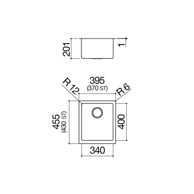 Barazza 1qr34i lavello monovasca 40 cm inox satinato