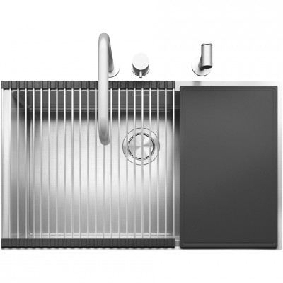 Barazza 1qr70ik évier 1 bac + robinet et accessoires 75 cm inox