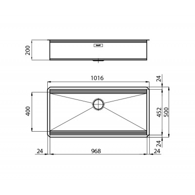 Foster 1015 850 Milano Einzelbecken-Unterbauspüle 100 cm aus gebürstetem Stahl