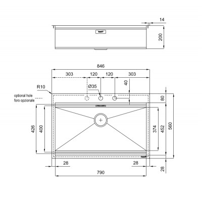 Foster 1024 050 Milano Fregadero 1 seno empotrado 85 cm acero
