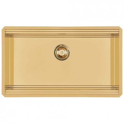 Foster 1034 859 Milanello Einzelbecken-Unterbauwaschbecken in Gold, 80 cm
