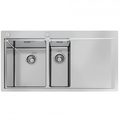 Foster 1251 052 Master double bowl sink + flush-top drainer 100 cm