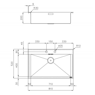 Foster 1412 000 New Wave flush-mounted single-bowl sink 81 cm