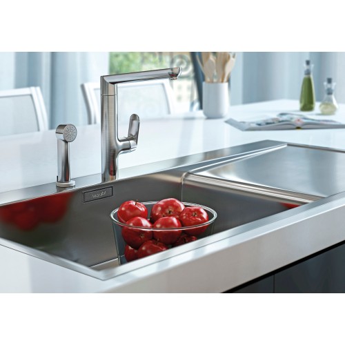 Alpes inox lfrs 587/1v1sl fregadero bajo encimera bañera + tobogán 87 cm