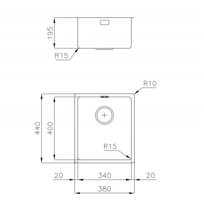 Foster 2153 856 Ke Évier sous plan Gun Metal 38 cm