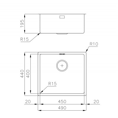 Foster 2154 056 Ke Gun Metal fregadero empotrado 49 cm