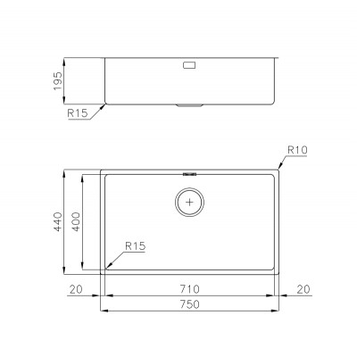 Foster 2157 859 Ke Gold undermount sink 75 cm gold