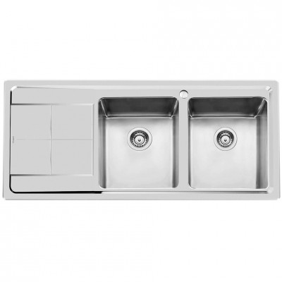 Foster 2222 051 lavello doppia vasca + gocciolatoio semifilo 117 cm inox