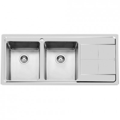 Foster 2222 052 évier double cuve + égouttoir semi-affleurant 117 cm inox
