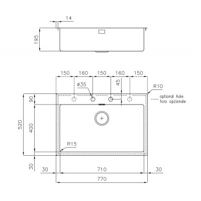Foster 2266 050 Unterputzspüle 77 cm Edelstahl