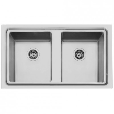 Foster 2283 050 semi-flush double bowl sink 87 cm stainless steel