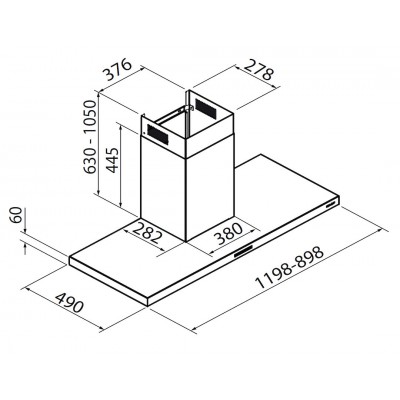 Foster 2440 121 cappa parete 120 cm acciaio inox