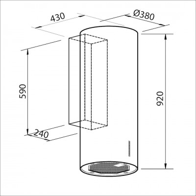 Foster 2531 001 hotte murale cylindrique 38 cm en acier inoxydable