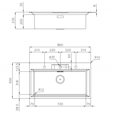 Foster 2975 060 Fl fregadero 1 seno 86 cm acero inoxidable