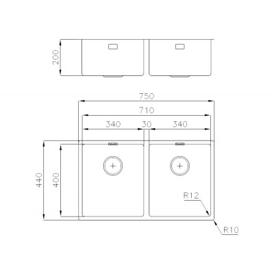 Foster 3352 050 S4001 Doppelbeckenspüle 75 cm Edelstahl