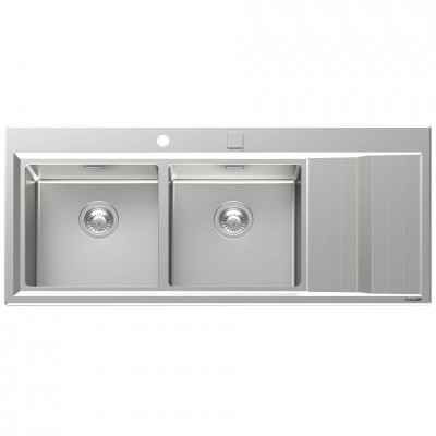 Foster 4503 052 Évier double bac Stripe + égouttoir semi-affleurant 117 cm inox