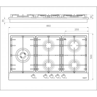 Foster 7016 032 Power 86 cm stainless steel gas hob