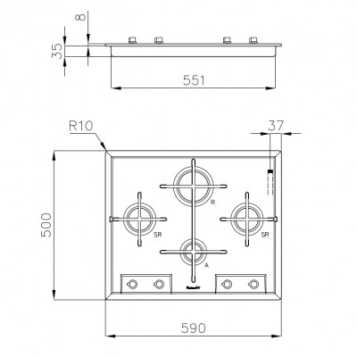 Foster 7066 052 Veronika Table de cuisson à gaz en acier inoxydable de 60 cm