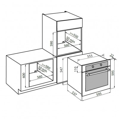 Foster 7141 044 Ke four multifonction encastrable 60 cm inox + verre noir