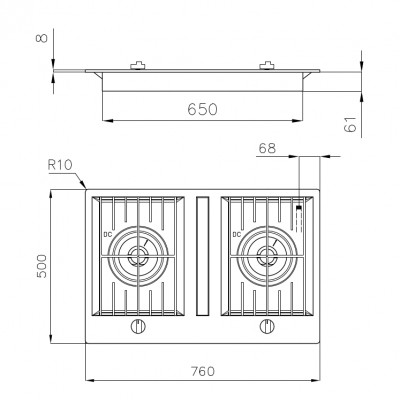 Foster 7203 032 Fl piano cottura gas 76 cm acciaio inox