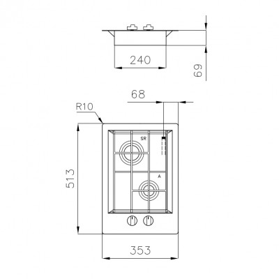 Foster 7208 032 Fl domino 35 cm stainless steel gas hob