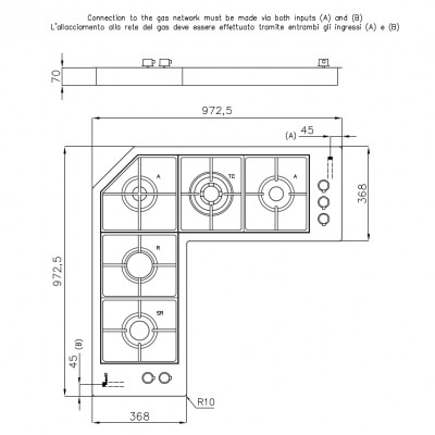 Foster 7238 042 Quadra 100 cm Eckkochfeld aus Edelstahl