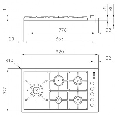 Foster 7257 032 S4000 Table de cuisson à gaz en acier inoxydable de 92 cm