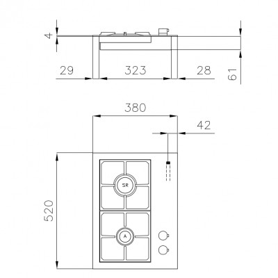Foster 7276 032 S4000 Domino 38 cm Edelstahl-Gaskochfeld