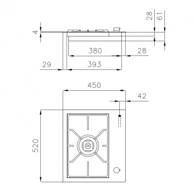 Płyta gazowa Domino Foster 7278 032 S4000 45 cm ze stali nierdzewnej