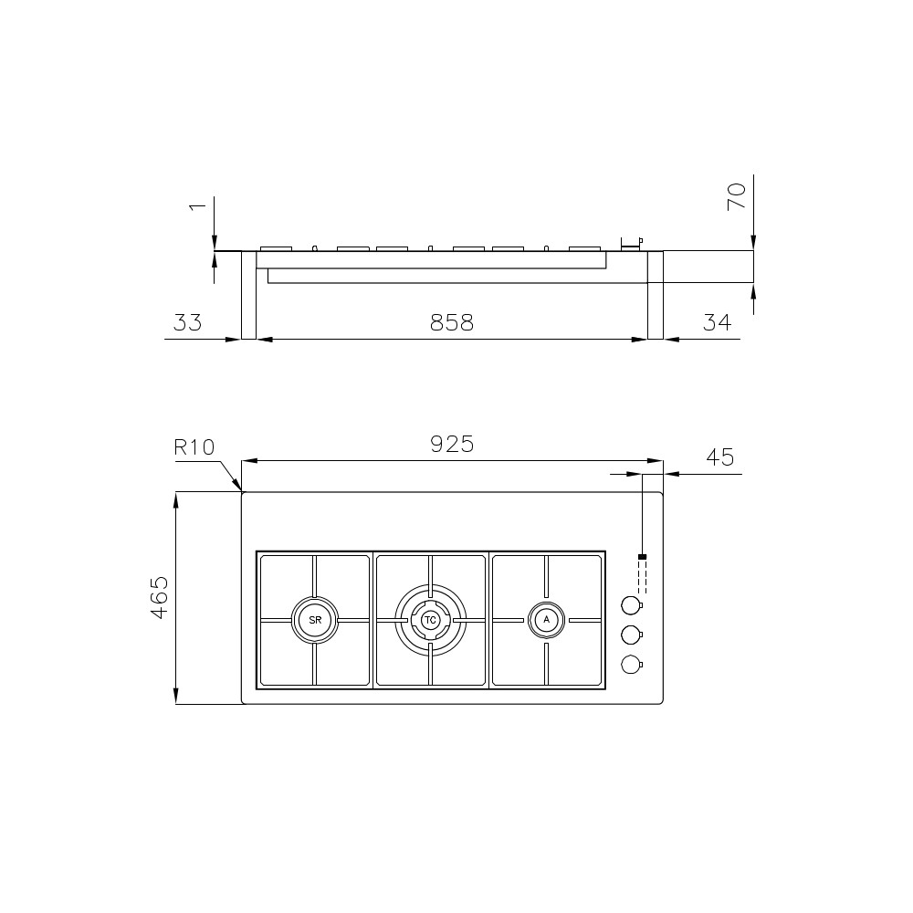 Foster 7285 032 S4000 Line xl piano cottura gas in linea 92 cm inox