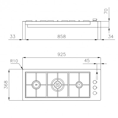 Foster 7286 032 S4000 Line 92 cm kuchenka gazowa ze stali nierdzewnej