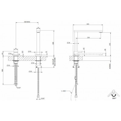 Foster 8478 001 Mezclador bajo ventana plegable cromado plano