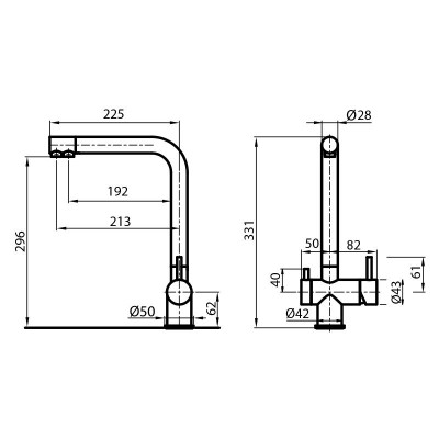 Foster 8496 100 Gamma 3-way satin stainless steel mixer tap
