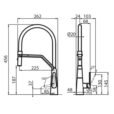 Foster 8521 000 Fl schwarzer Gelenk-Küchenmischer