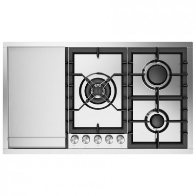 Ilve hcpmt95fd Panoramagic  plaque de cuisson au gaz + plaque à frire en acier inoxydable cm 90