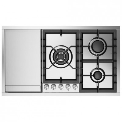 Plaque de cuisson à gaz panoramique Ilve hcpmt95fd + plaque de cuisson topcm 90 en acier inoxydable