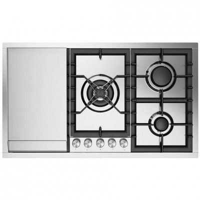 Placa de gas Ilve hcpt95fd Professional Plus + placa fry top de acero inoxidable empotrable de 90 cm